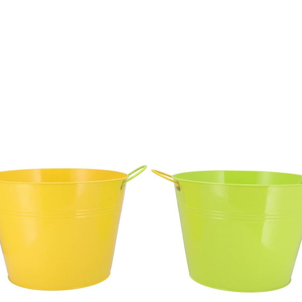 Zink Eimer gelb/grün D23cm H18cm