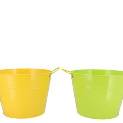 Zink Eimer gelb/grün D23cm H18cm