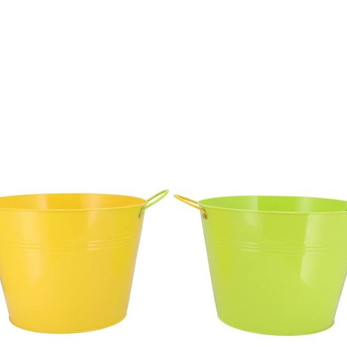 Zink Eimer gelb/grün D23cm H18cm