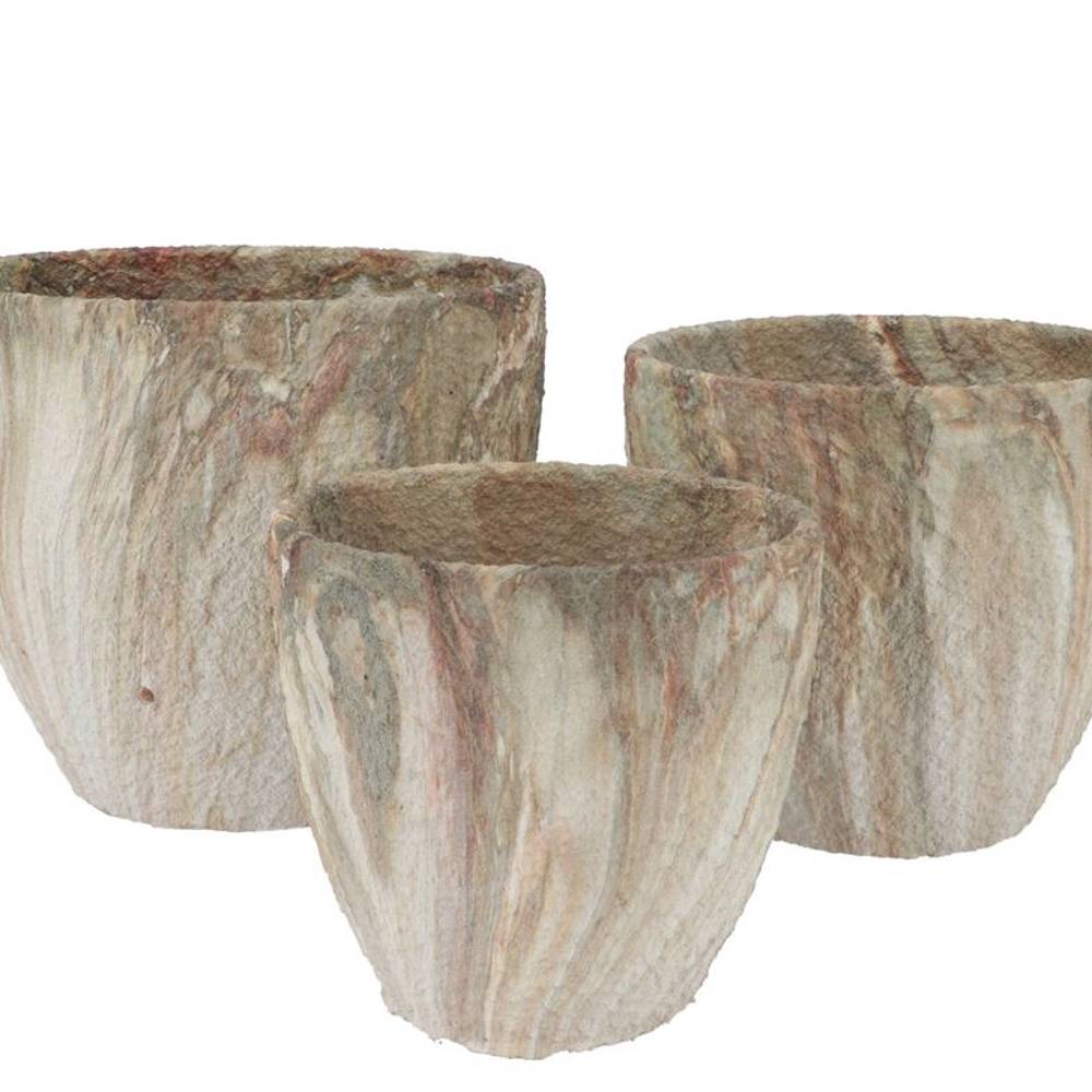 Keramik Übertopf Monty braun S/3 25x21/21x18/16x15 cm