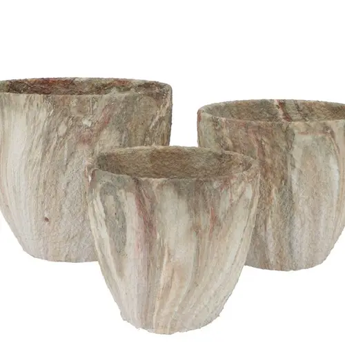 Keramik Übertopf Monty braun S/3 25x21/21x18/16x15 cm