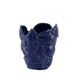 Keramik Vase Fish blau D19cm H22cm