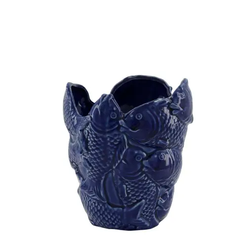 Keramik Vase Fish blau D19cm H22cm
