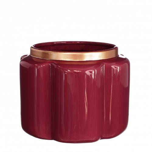 Keramik Übertopf Pouff weinrot D17.5 H13.5cm