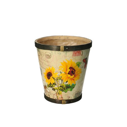 Holz Übertopf Sonnenblume D13cm H14cm