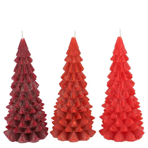 Kerze Baum Frosty mix rot 06x12cm