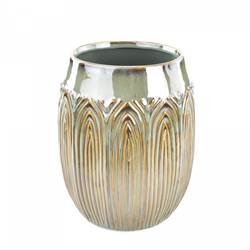 Keramik Vase Lotus grün D16.5 H20cm 