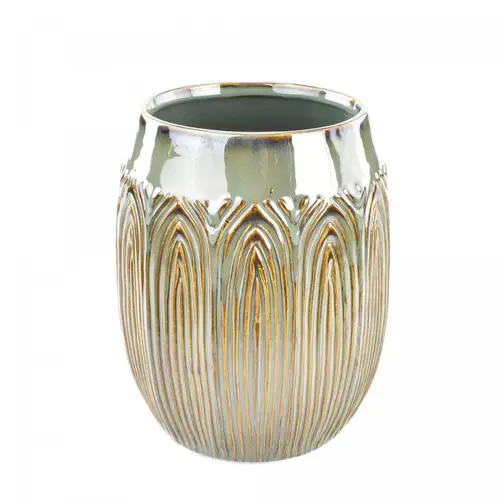 Keramik Vase Lotus grün D16.5 H20cm