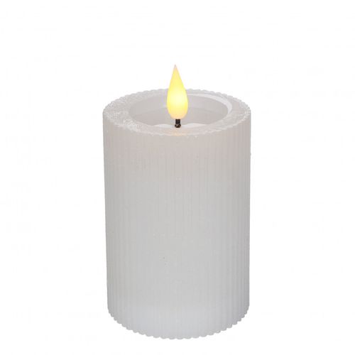 LED Stumpfkerze weiss D07cm H10cm ex.AAA