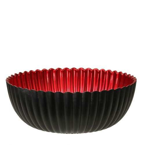 Melamine Schale ribbel schwarz rot d20 h7.5c