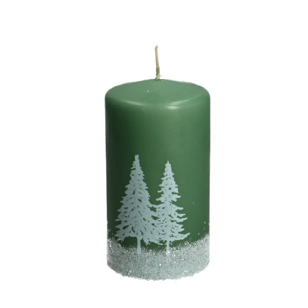 Kerze Stumpf Safe Baum grün D07cm H13cm 