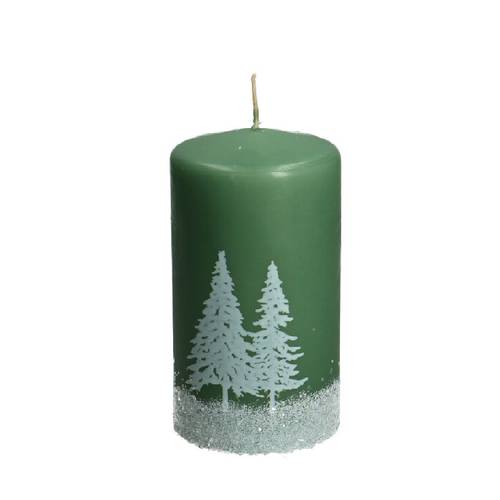 Kerze Stumpf Safe Baum grün D07cm H13cm 