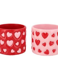 Keramik Übertopf Juul Herz mix rosa/rot 14x14x13cm