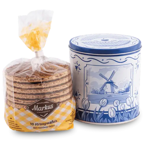 Holländische Stroopwafeln in der Dose blau