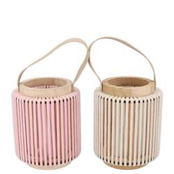 Laterne Cruz Rund mix rosa/weiss 11x14x17cm