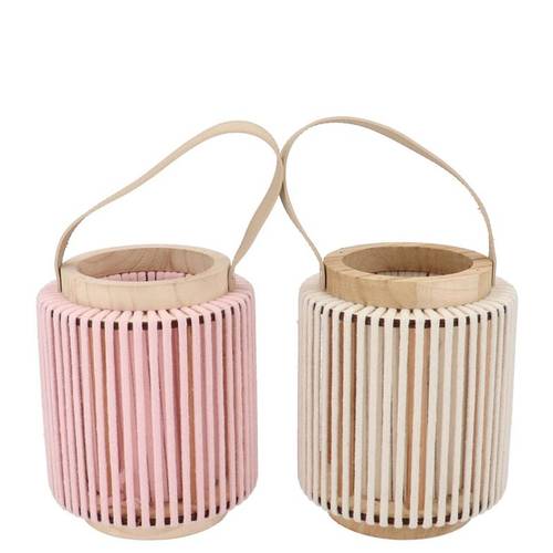 Laterne Cruz Rund mix rosa/weiss 11x14x17cm