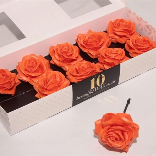 Seiden Wachs Rose orange D12cm (420)