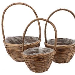 Korb Henkel Rotan braun 3/Set D30cm H45cm