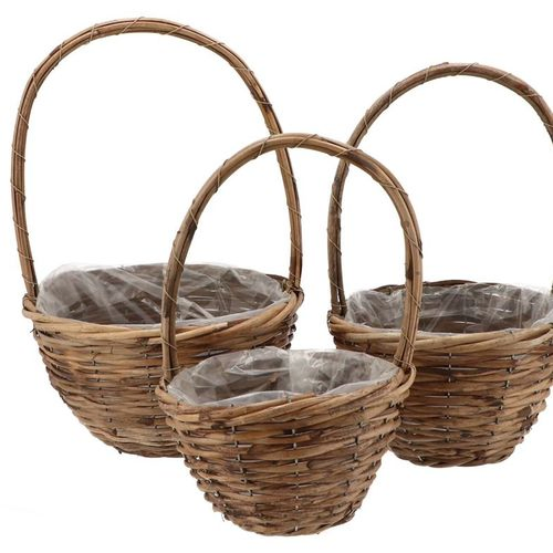 Korb Henkel Rotan braun 3/Set D30cm H45cm