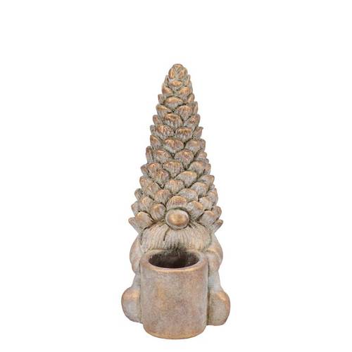 Beton Teelicht Gnom gold  14x10x23cm