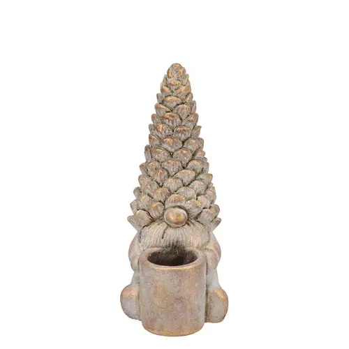 Beton Teelicht Gnom gold  14x10x23cm
