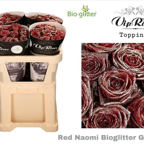Rose rot Red Naomi Bio Glitter gold 70cm