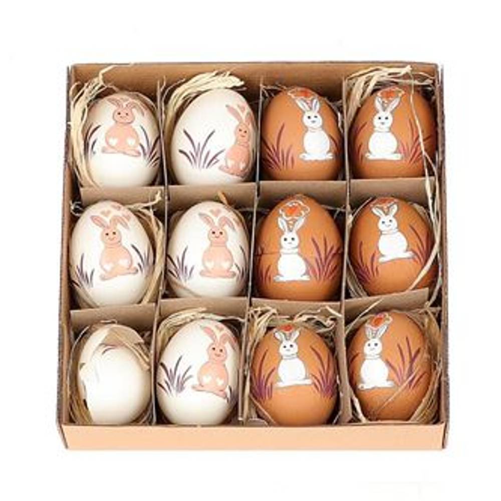 Osterei happy braun/weiss x12