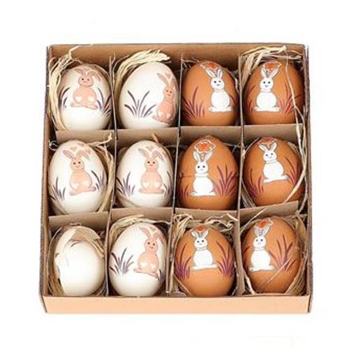 Osterei happy braun/weiss x12