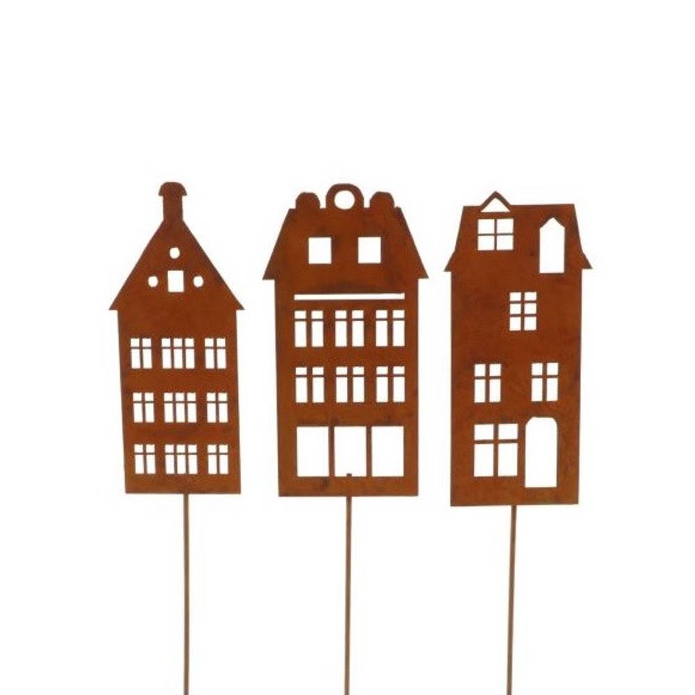 Haus auf Stab mix Rost L30cm 10cm
