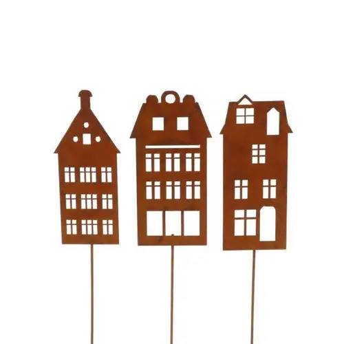 Haus auf Stab mix Rost L30cm 10cm