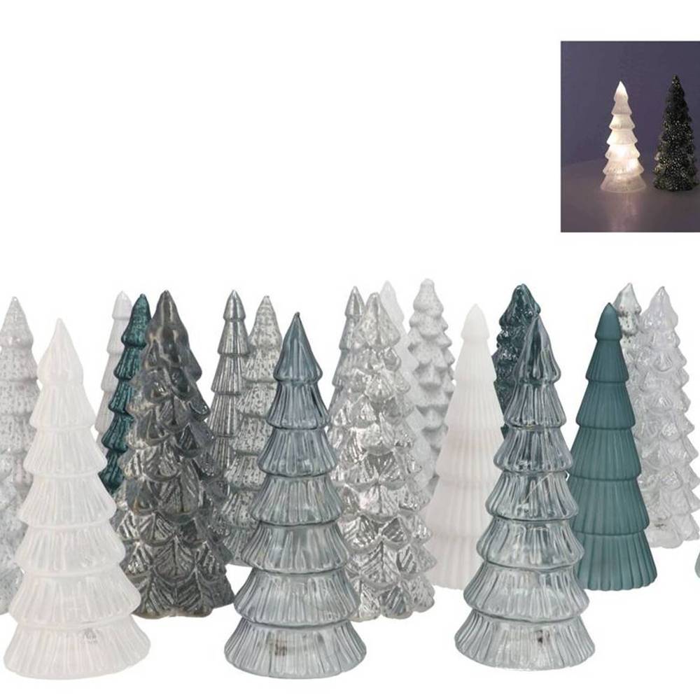 Deko Baum Glas mix grau/weiss 9x22cm