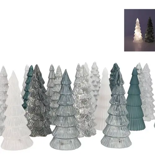 Deko Baum Glas mix grau/weiss 9x22cm