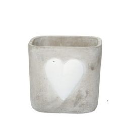 Keramik Stein Übertopf Herz weiss D14cm H13cm