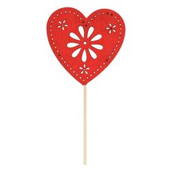 Herz auf Stab Holz rot L50cm D08cm