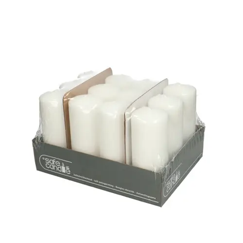Stumpfkerze Safe weiss D06cm H15cm