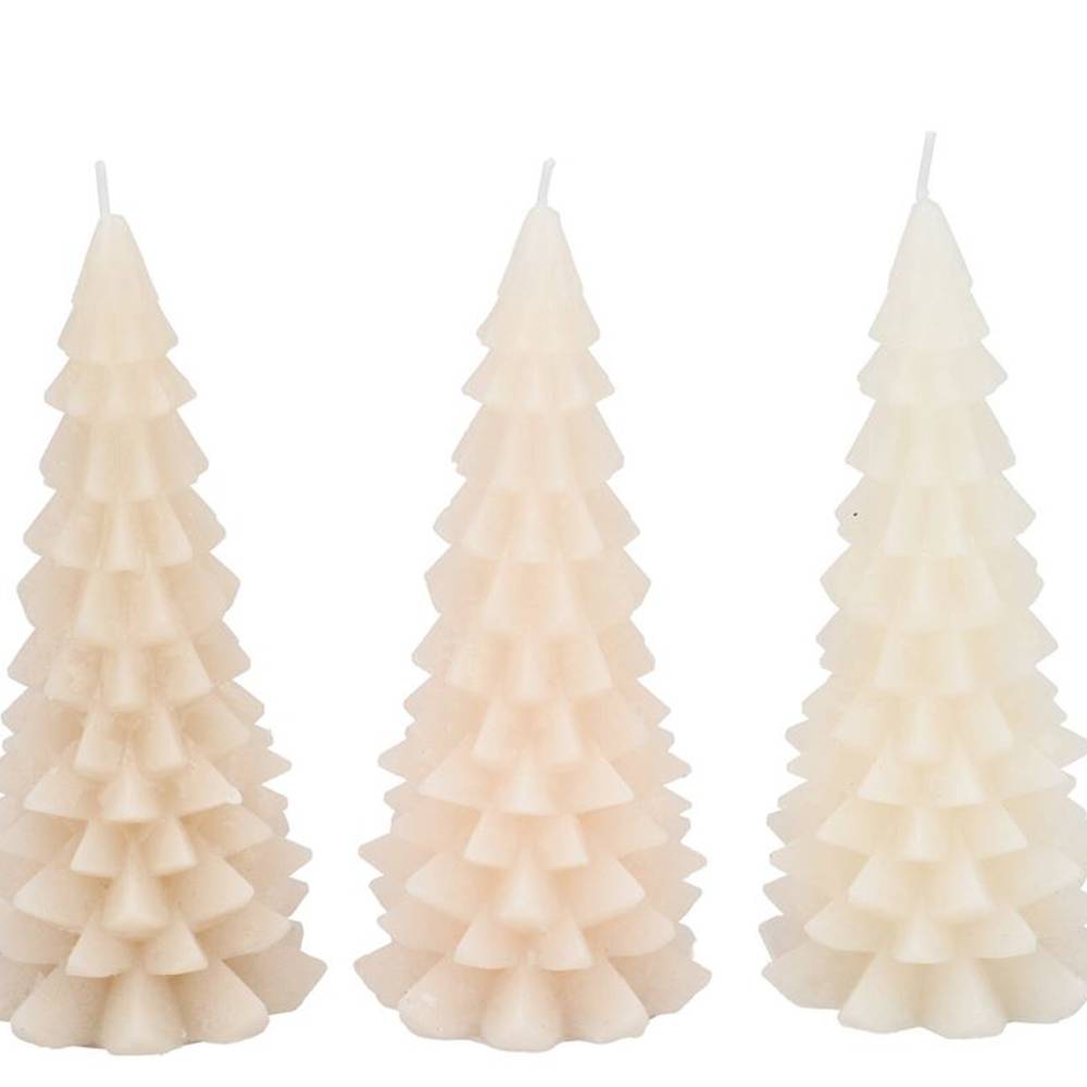 Kerze Baum Frosty mix creme 08x16cm