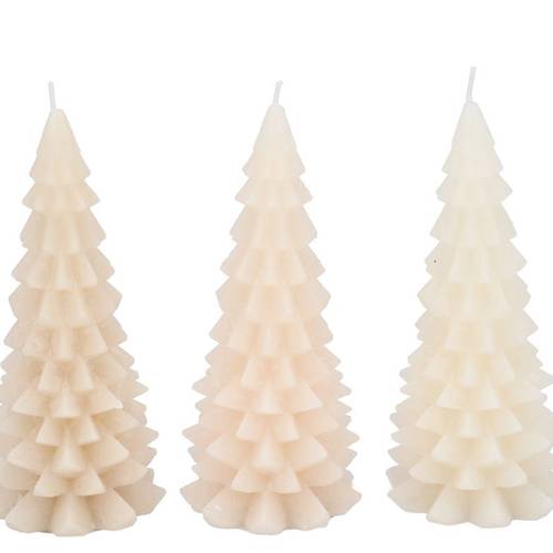 Kerze Baum Frosty mix creme 08x16cm