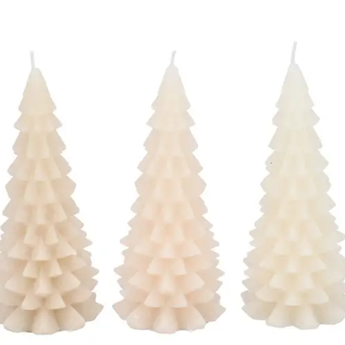 Kerze Baum Frosty mix creme 08x16cm