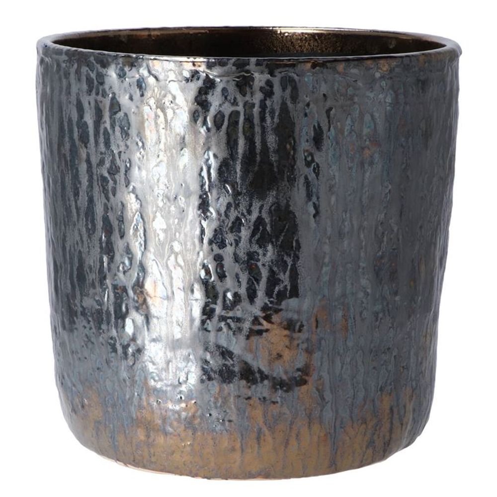 Keramik Übertopf Iron Stone metal D30 H28cm