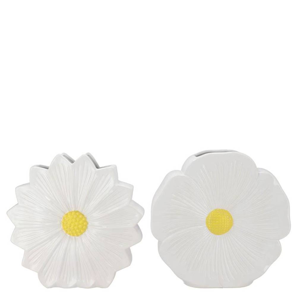 Keramik Vase Daisy Bloom mix weiss 18x06x18cm