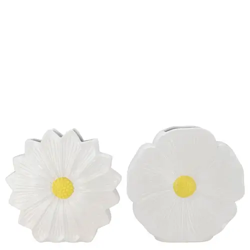 Keramik Vase Daisy Bloom mix weiss 18x06x18cm