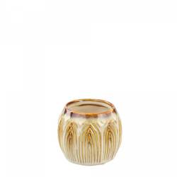 Keramik Übertopf Lotus creme D08.5cm H07cm