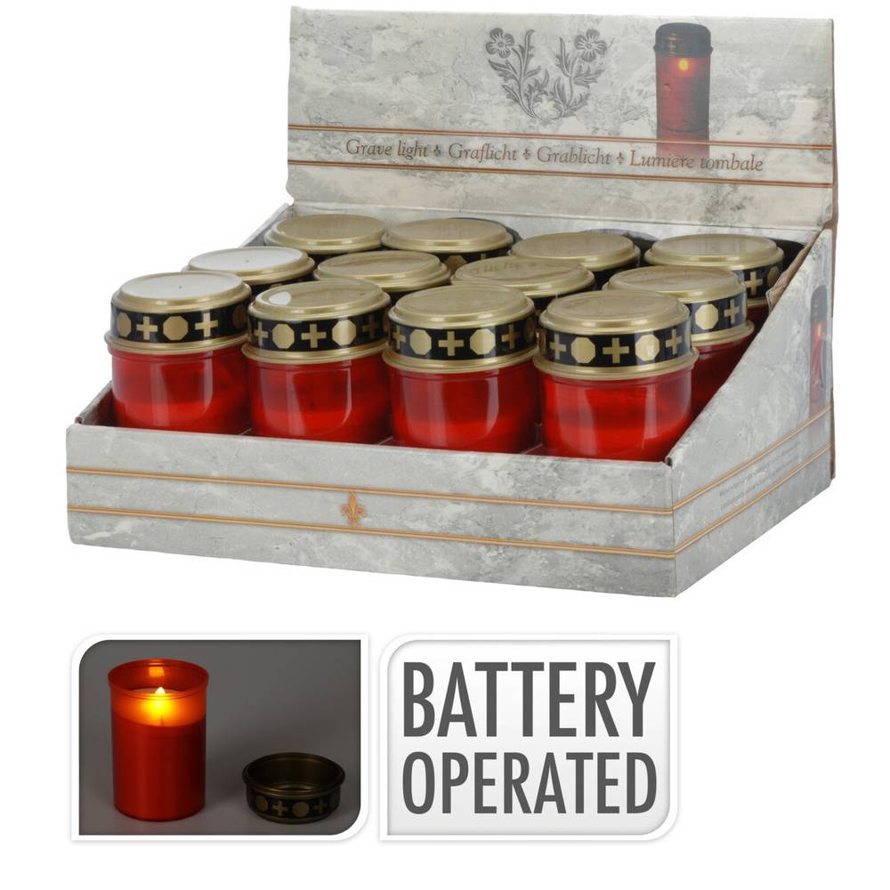 LED Grabkerze rot D06cm H11cm (ex.LR14)