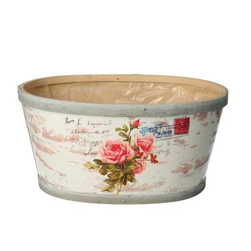 Holz Übertopf Rose 22x18x11cm