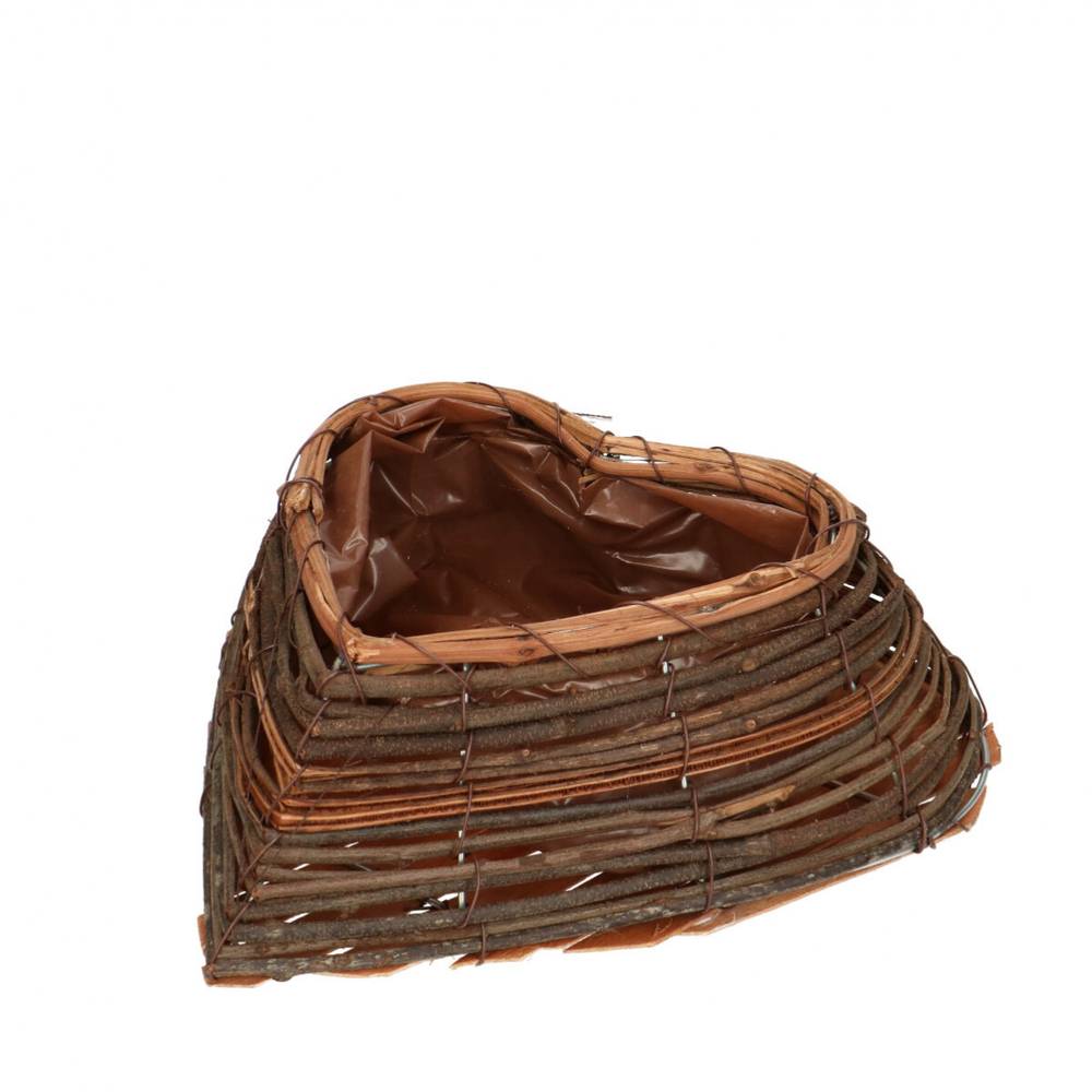 Rattan Übertopf Herz 24x24x08cm