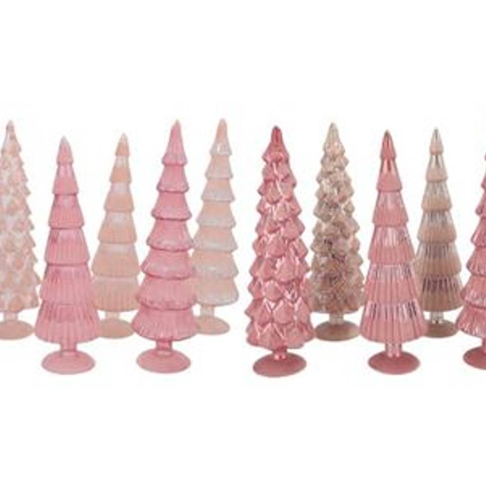 Glas Baum Twinkle Velvet mix rosa 10x35cm