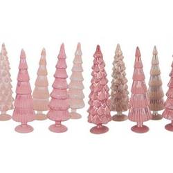 Glas Baum Twinkle Velvet mix rosa 10x35cm
