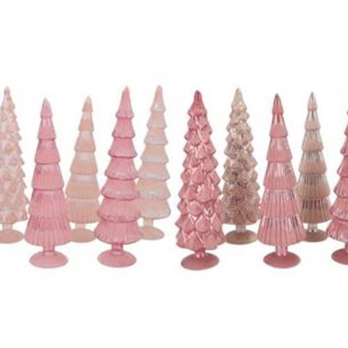 Glas Baum Twinkle Velvet mix rosa 10x35cm