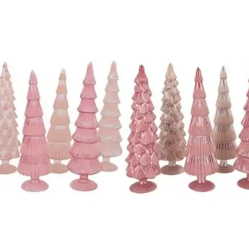 Glas Baum Twinkle Velvet mix rosa 10x35cm