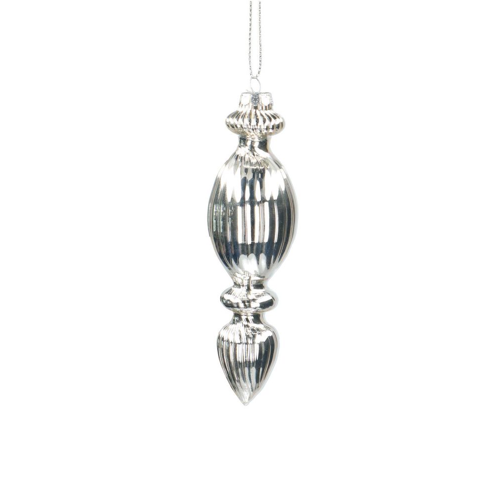 Deko Hänger Kugel Icicle silber L12cm x6